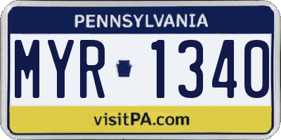 PA license plate MYR1340