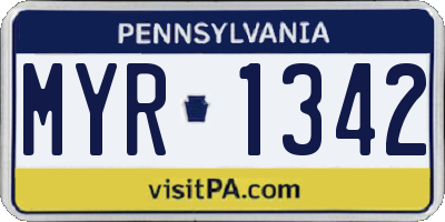 PA license plate MYR1342
