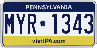 PA license plate MYR1343
