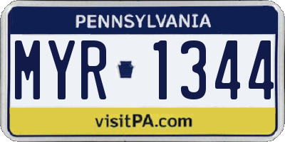 PA license plate MYR1344