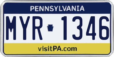 PA license plate MYR1346