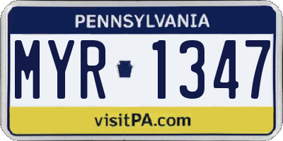 PA license plate MYR1347