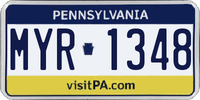 PA license plate MYR1348