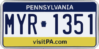 PA license plate MYR1351