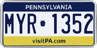 PA license plate MYR1352
