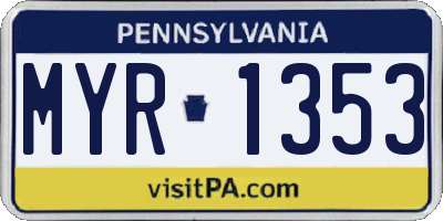 PA license plate MYR1353