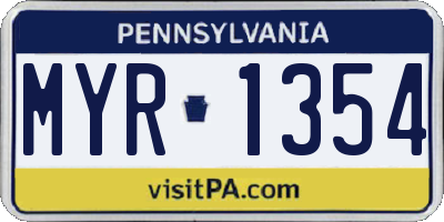 PA license plate MYR1354