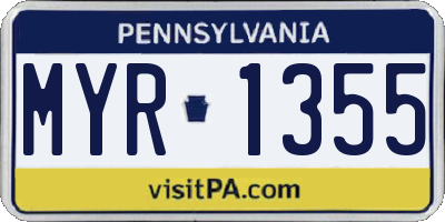PA license plate MYR1355