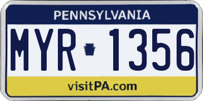 PA license plate MYR1356