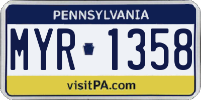 PA license plate MYR1358