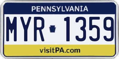 PA license plate MYR1359