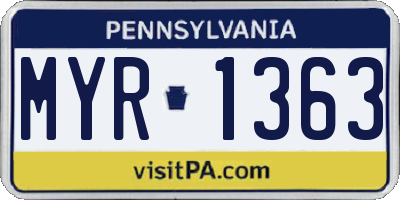 PA license plate MYR1363