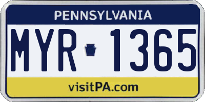 PA license plate MYR1365