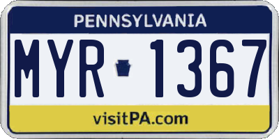 PA license plate MYR1367
