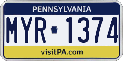 PA license plate MYR1374