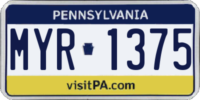 PA license plate MYR1375