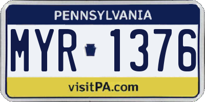PA license plate MYR1376
