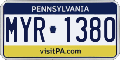 PA license plate MYR1380