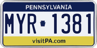 PA license plate MYR1381