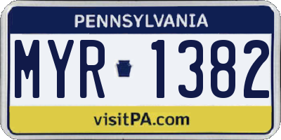 PA license plate MYR1382