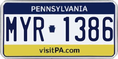 PA license plate MYR1386