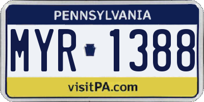 PA license plate MYR1388