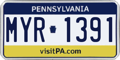 PA license plate MYR1391