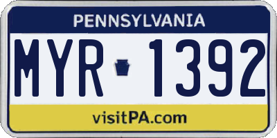 PA license plate MYR1392