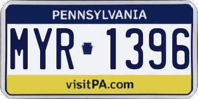 PA license plate MYR1396