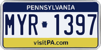 PA license plate MYR1397