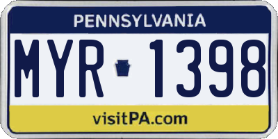 PA license plate MYR1398