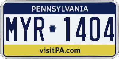 PA license plate MYR1404