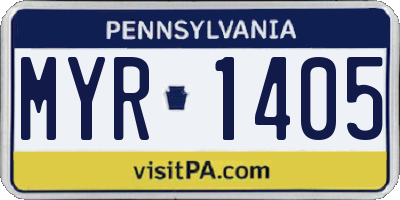 PA license plate MYR1405