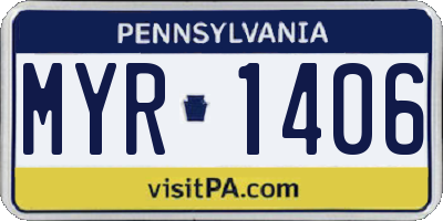 PA license plate MYR1406