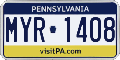 PA license plate MYR1408