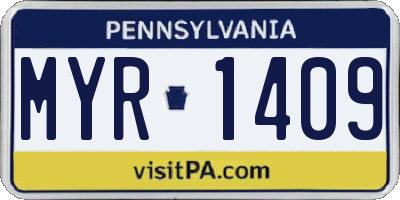 PA license plate MYR1409
