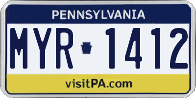 PA license plate MYR1412