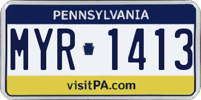 PA license plate MYR1413