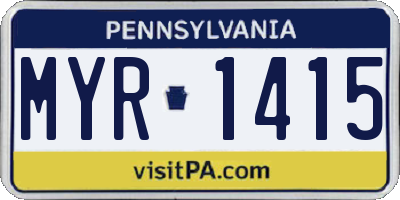 PA license plate MYR1415
