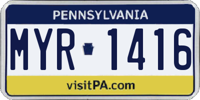 PA license plate MYR1416