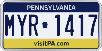 PA license plate MYR1417