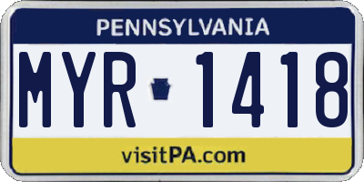 PA license plate MYR1418