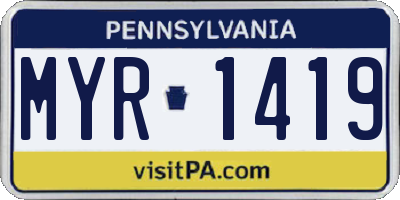 PA license plate MYR1419