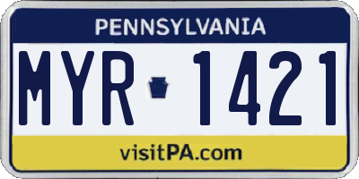 PA license plate MYR1421