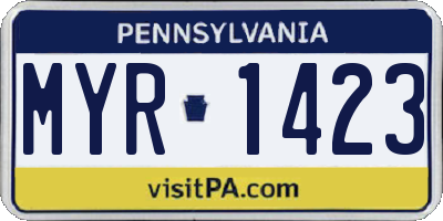 PA license plate MYR1423
