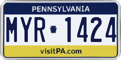 PA license plate MYR1424