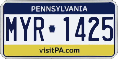 PA license plate MYR1425