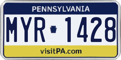 PA license plate MYR1428