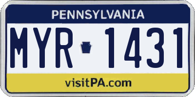 PA license plate MYR1431