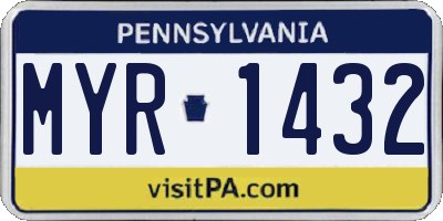 PA license plate MYR1432